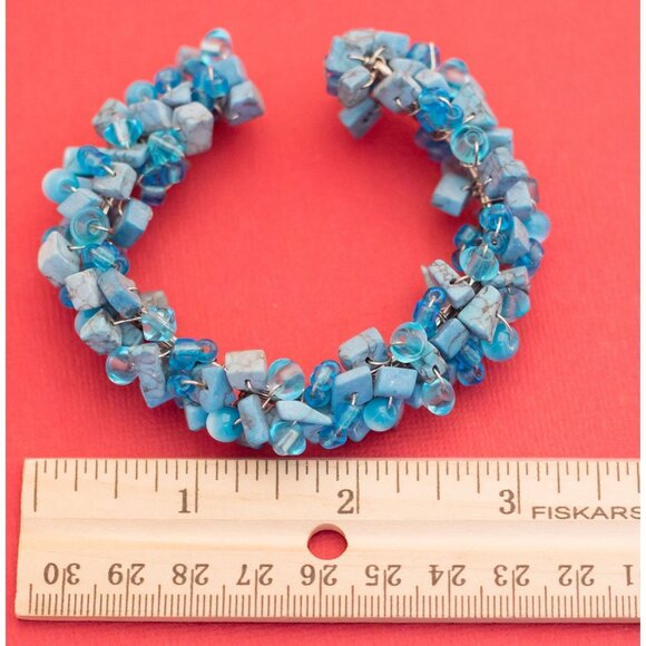Oceanic Turquoise Gem Cuff Bracelet 7 Inches F12 - Picture 3 of 3